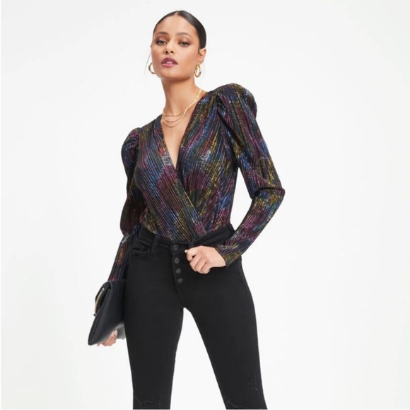 Flying tomato Vici Collection Rainbow Metallic Bodysuit sz Large - Picture 2 of 12